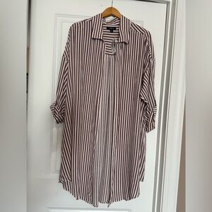 Torrid Brown and White Vertical Stripe Duster works for all sizes!